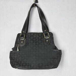 Vintage FOSSIL Blackburn Signature Black Canvas & Leather Shoulder Bag